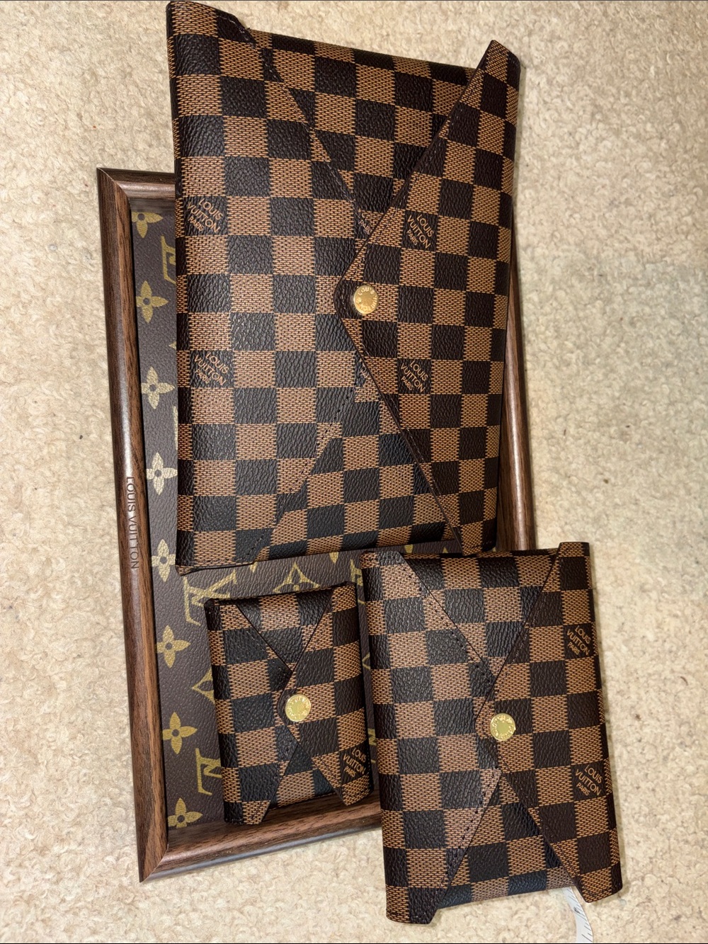 Brown Checkered Women's  Trio - Classic Envelope Style
